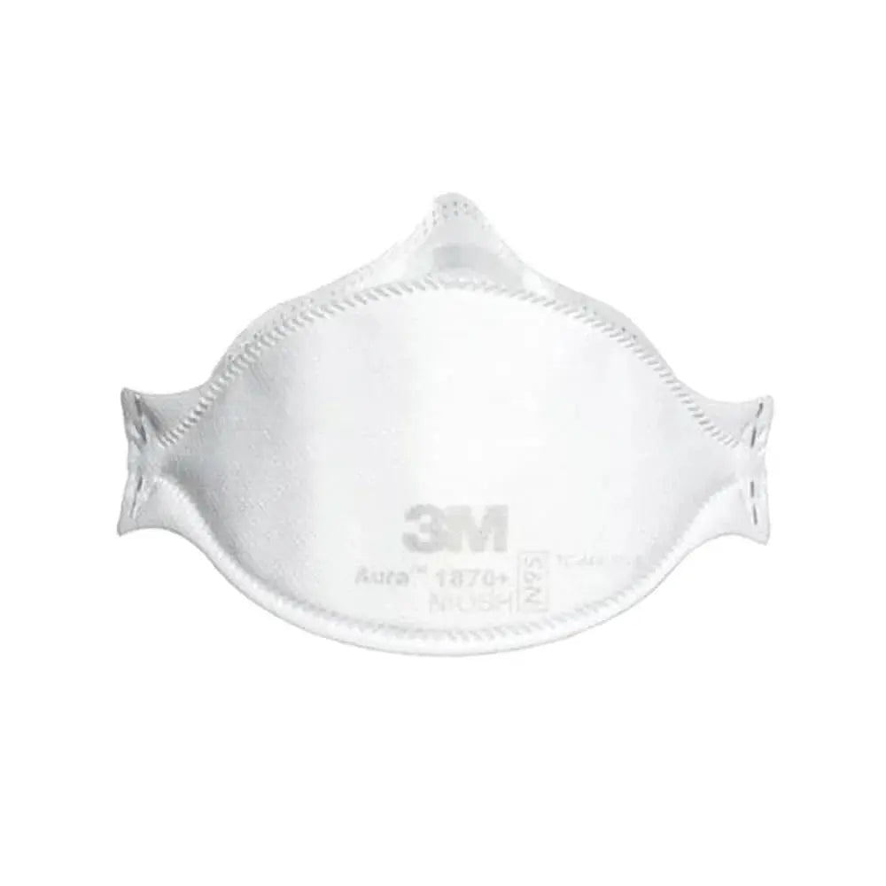 White 3M face mask on a white background