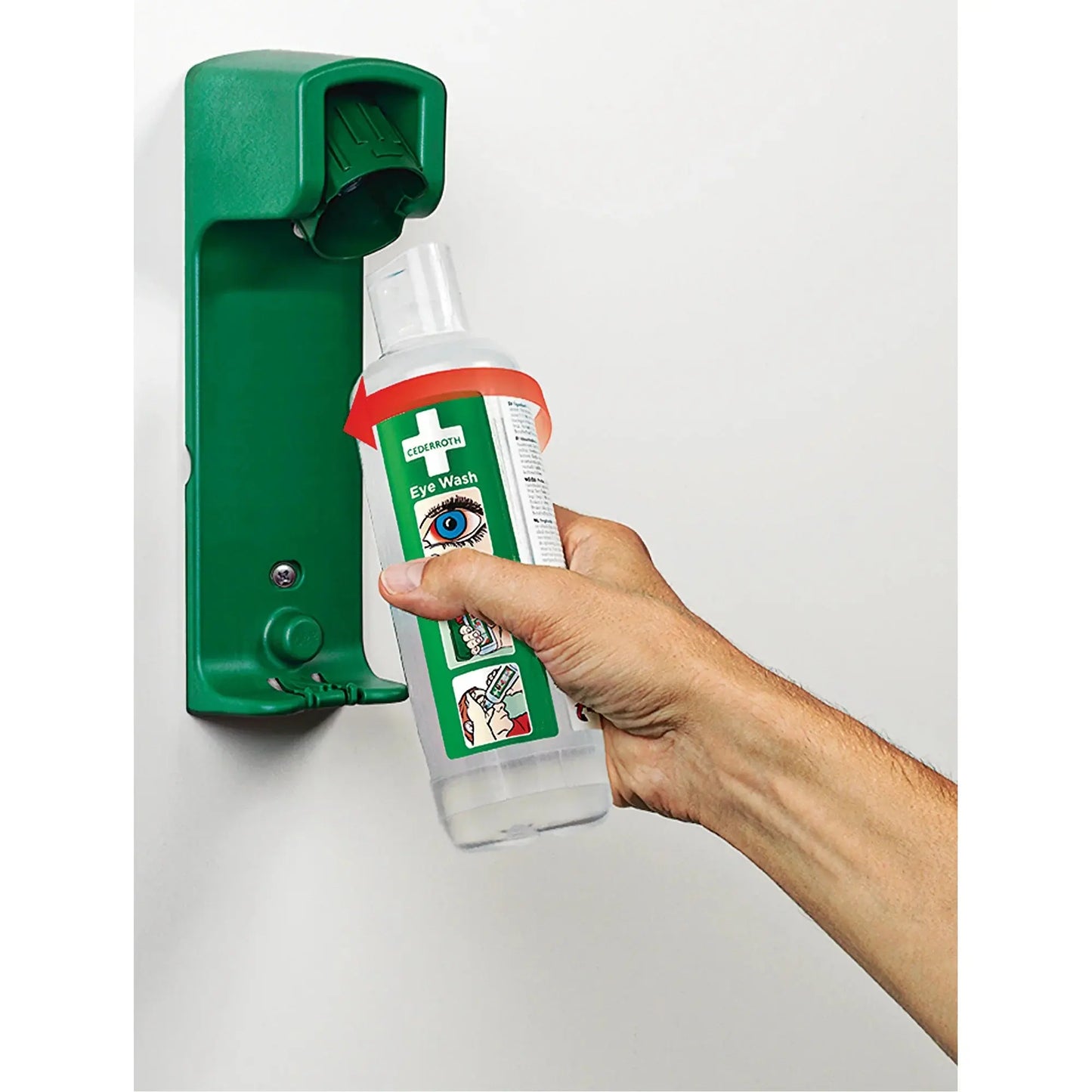 Cederroth Emergency Eyewash Station and Sterile Saline Solution Eyewash Bottle First Aid Plus