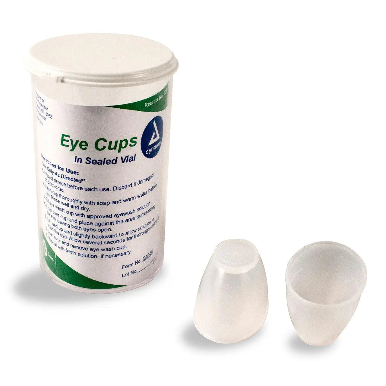 Dynarex Plastic Eye Cups in Sealed Vial, 6/Package First Aid Plus