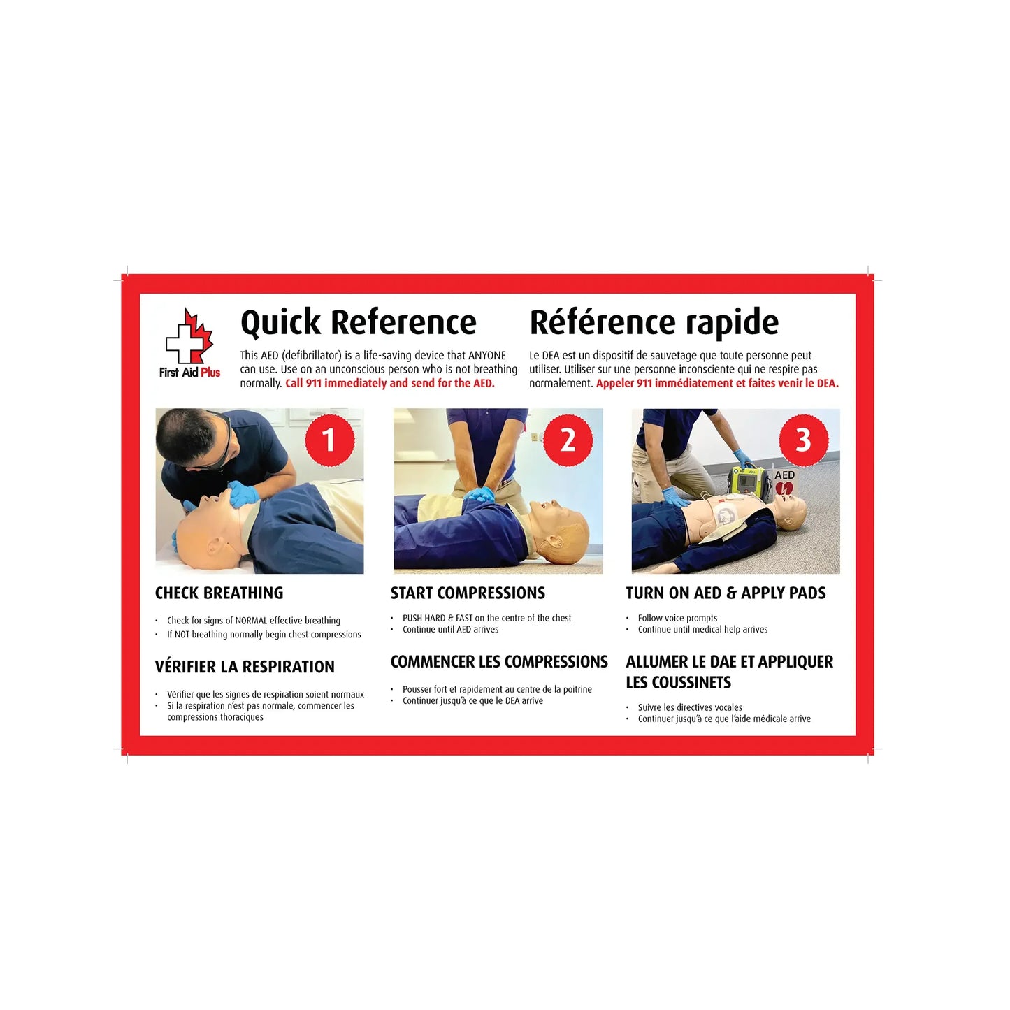 Quick reference guide for first aid on a white background