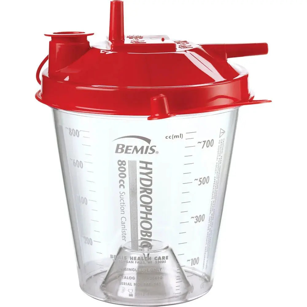 Disposable hydrophobic canister 800 cc for medical suction units, does not include connecting tubes.