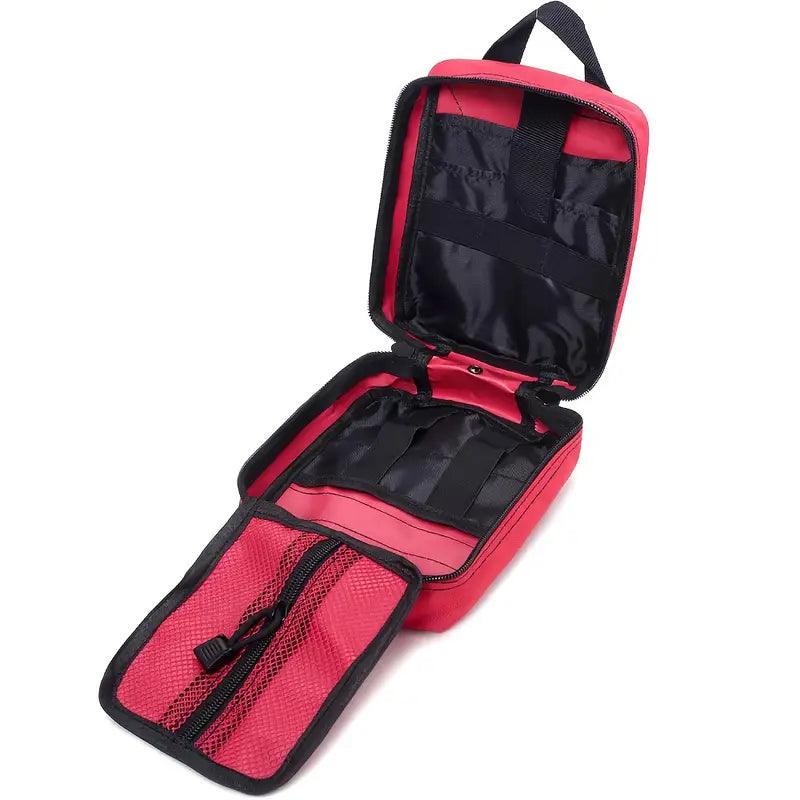 Tactical IFAK: a open red medical bag with black inside, designed for quick access to first aid essentials.