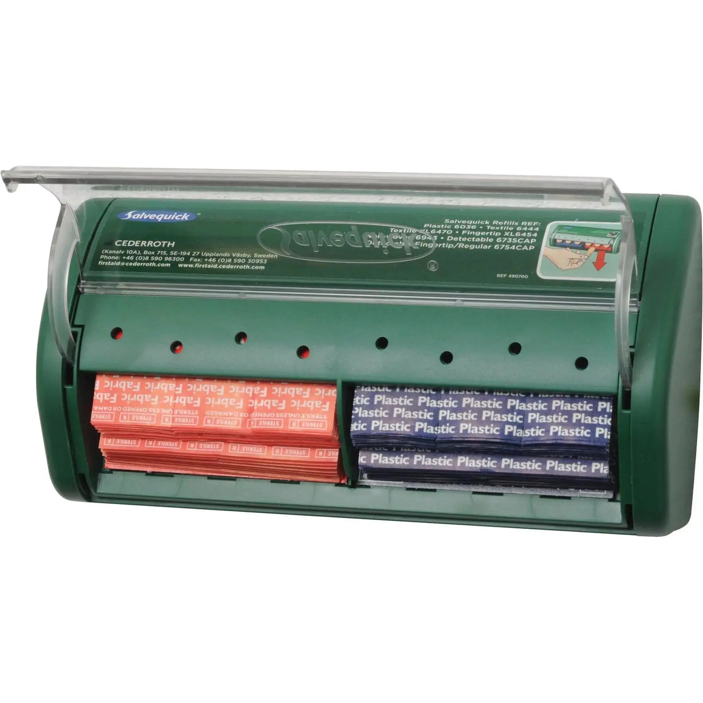 Salvequick Band-Aid Dispenser with Fabric and Plastic Bandages First Aid Plus