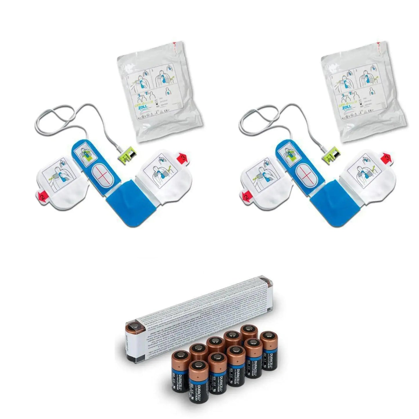 Zoll CPR-D Padz (2 Sets) & Battery Refresh Pack – Complete AED Accessory Kit First Aid Plus