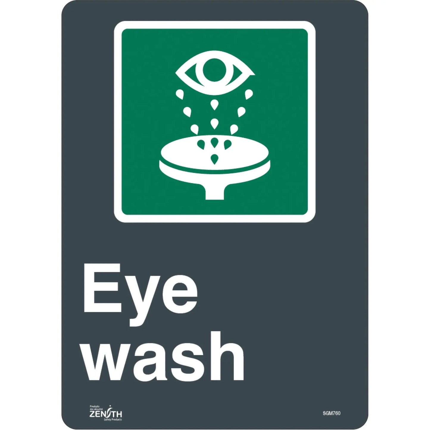 Eye Wash Sign, Vinyl Sticker, Bilingual, 14"x10" - First Aid Plus