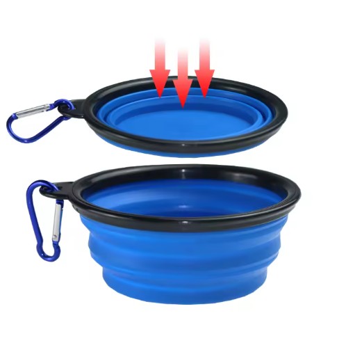 Portable Silicone Pet Bowl with Carabiner Clip, Collapsible, 350 ml
