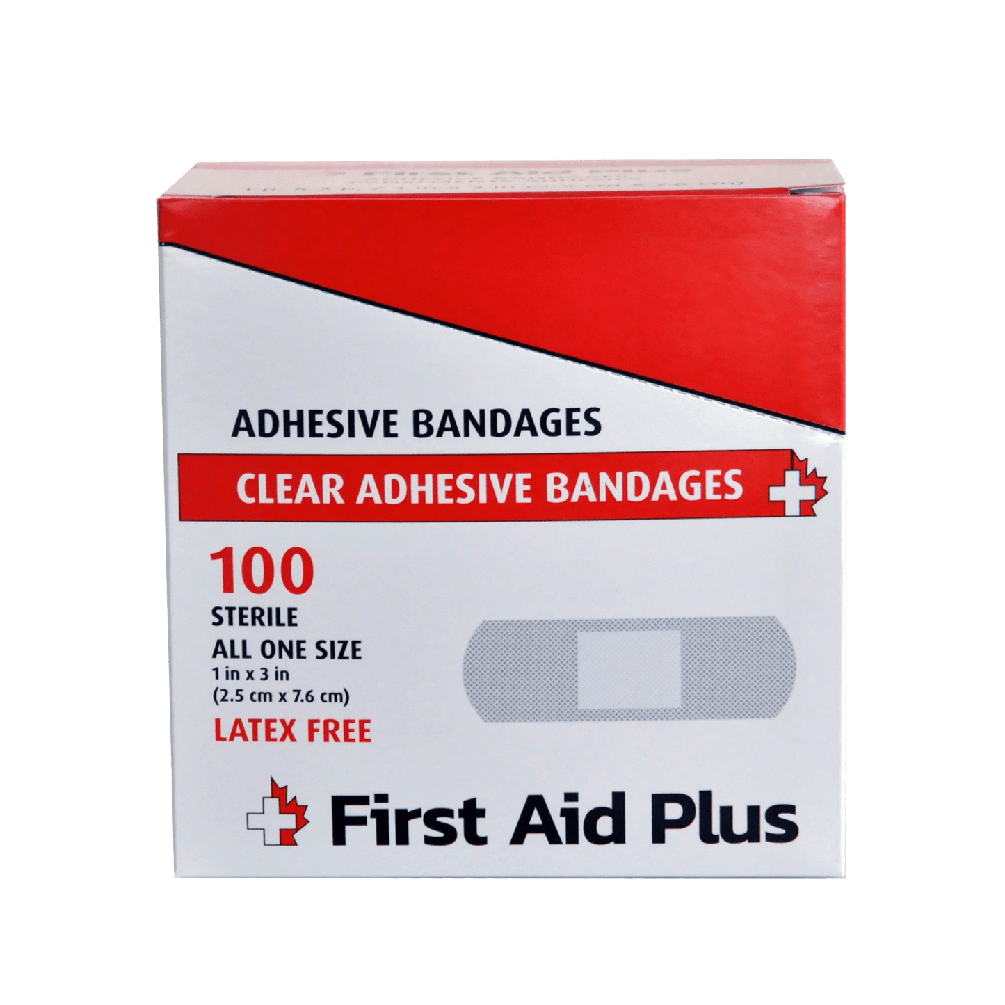 100/pack Plastic Adhesive Bandage, 3" x 1", Standard Strip - First Aid Plus