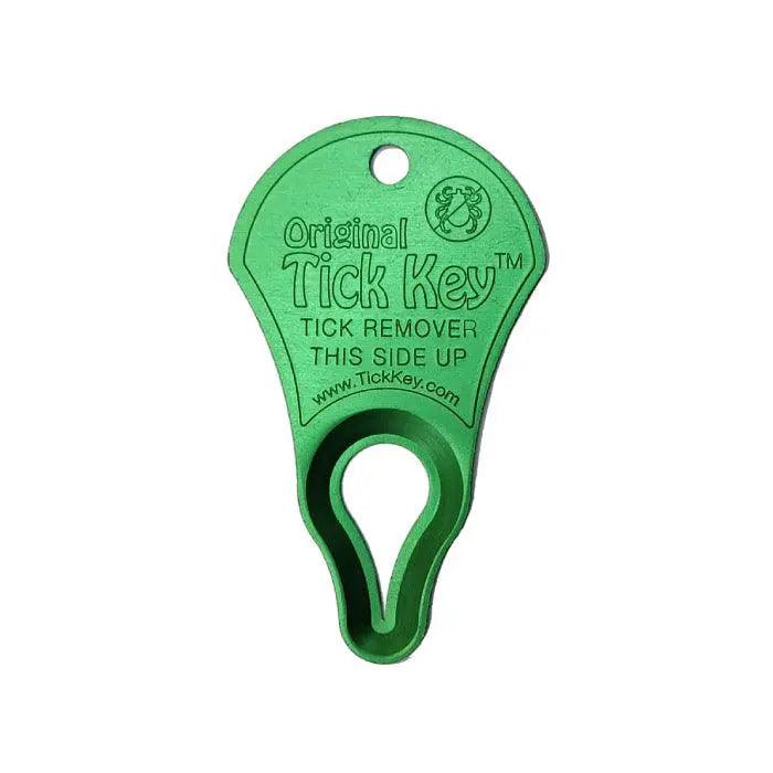 Green tick key for easy tick removal, featuring a clear "Tick Key" label on a white backdrop.