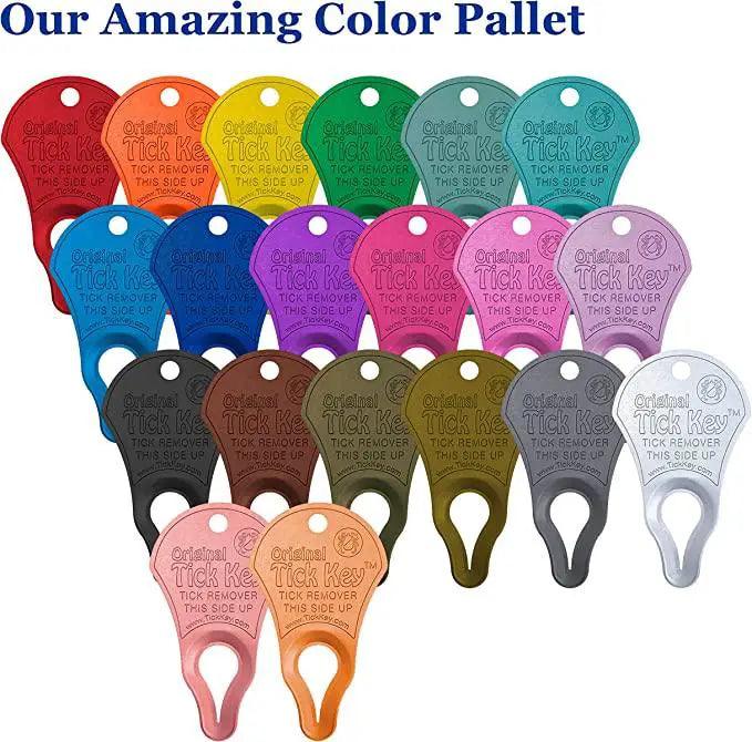 A vibrant collection of Tick Key, Tick Removal Device displaying the words "our amazing colour palette” - First Aid Plus