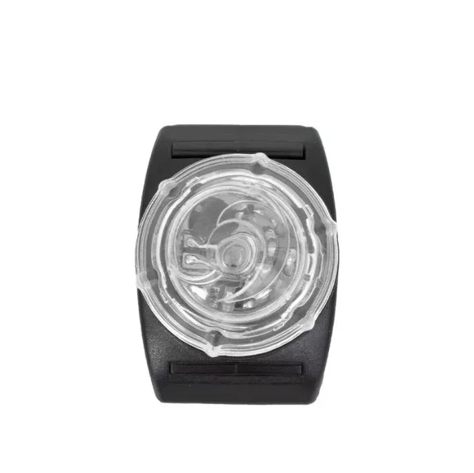 Black and clear plastic LED light on a white background