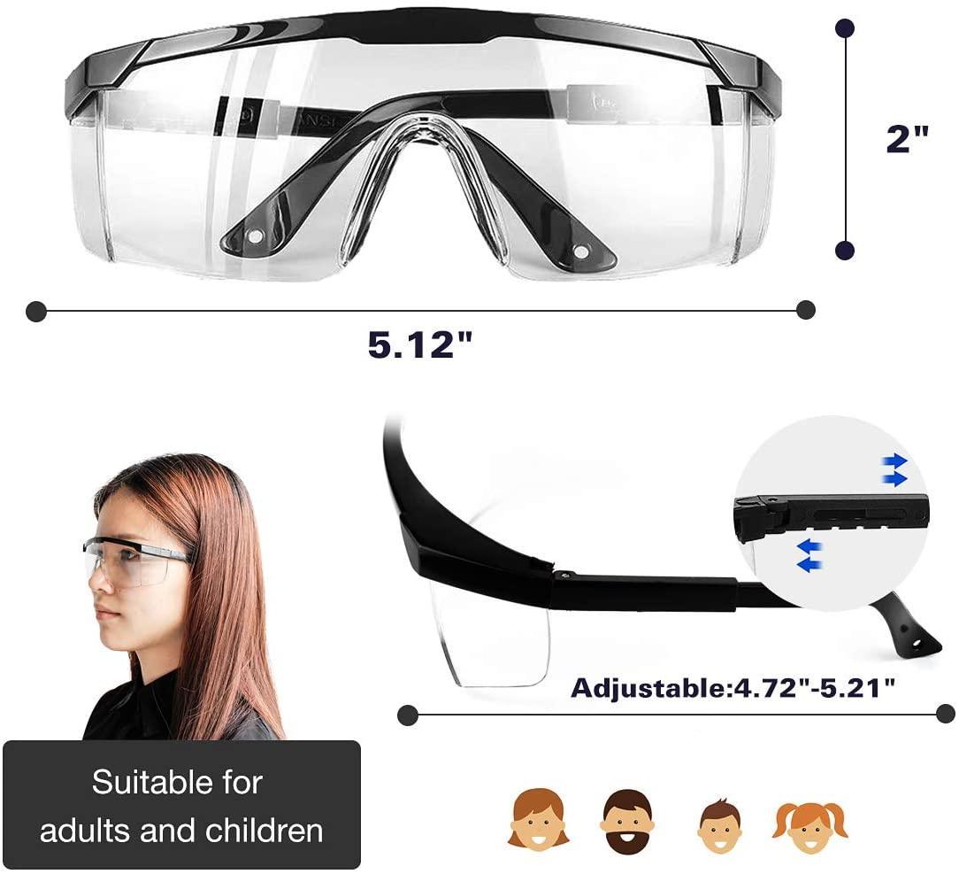 Safety Glasses, Anti Fog, Anti Scratch with Adjustable Temples Design - FirstAidPlus