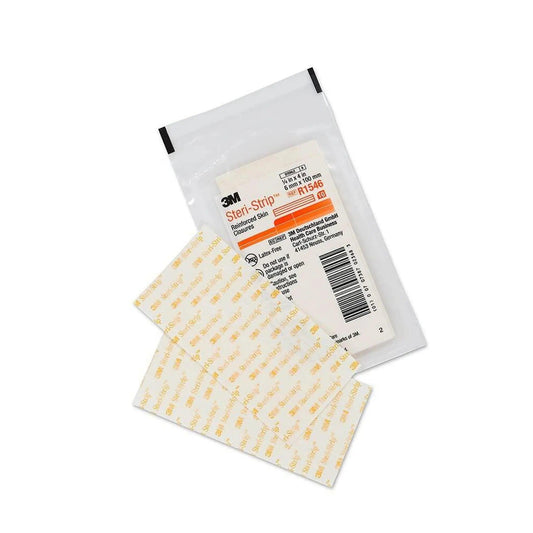 A close-up of the 3M Steri-Strip, Model R1546, showcases its design for securely closing minor cuts and wounds.