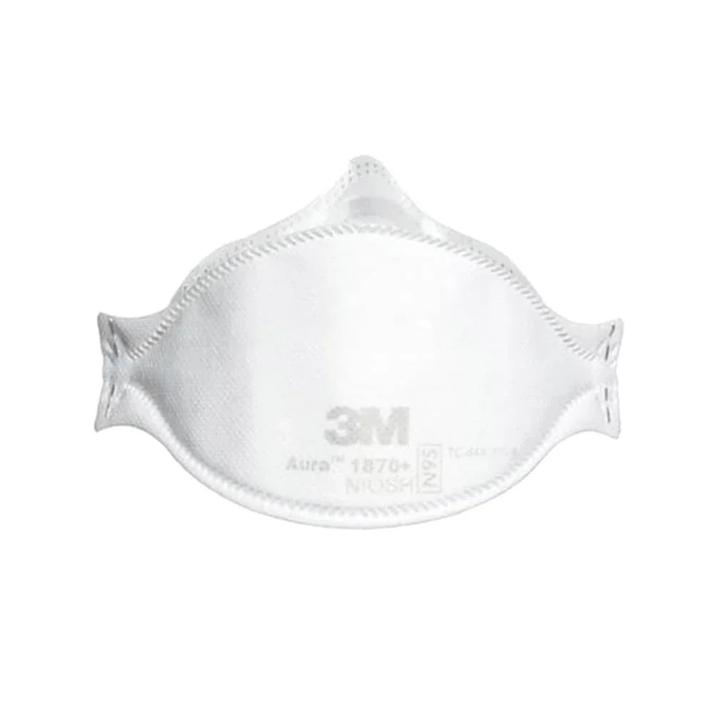 White 3M face mask on a white background