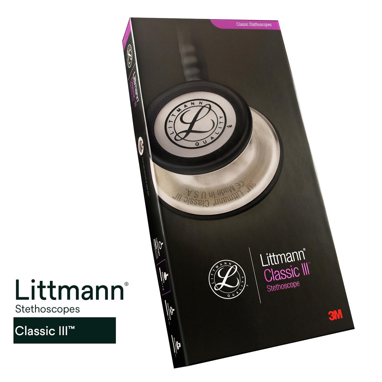 3M Littmann Classic III Stethoscope, Black, 5620