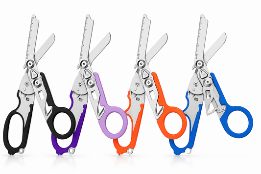 6-in-1 Foldable Trauma Shears Multi-Tool with Sheath & Belt Clip