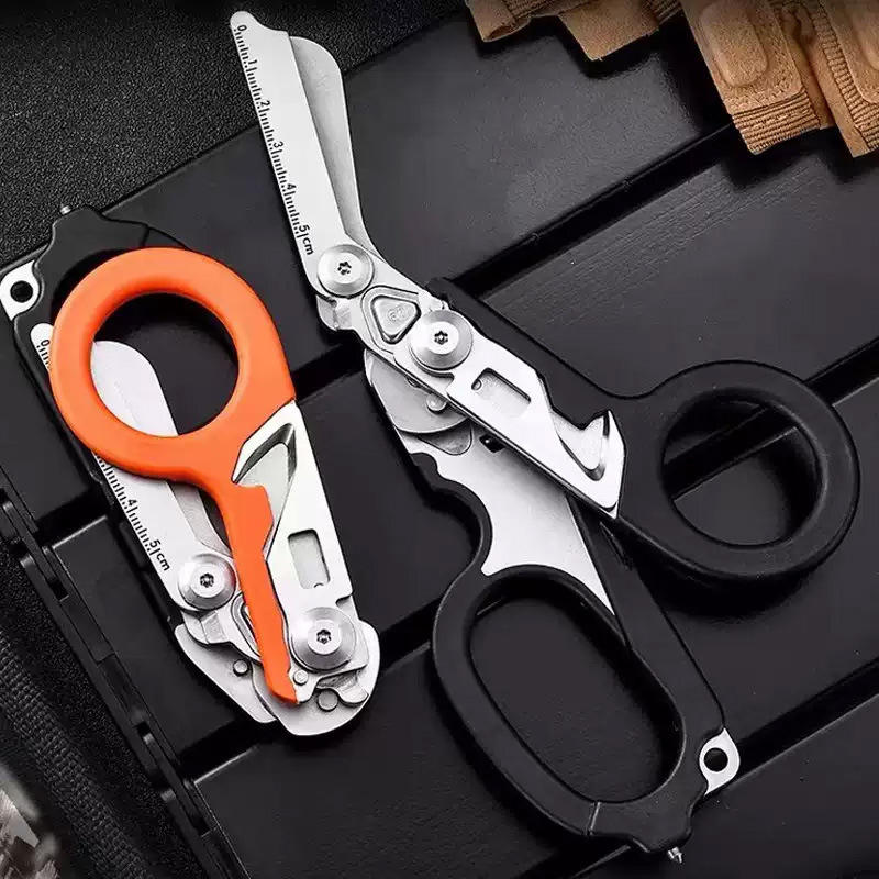 6-in-1 Foldable Trauma Shears Multi-Tool with Sheath & Belt Clip