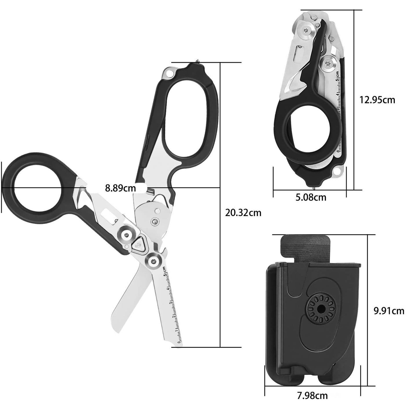 6-in-1 Foldable Trauma Shears Multi-Tool with Sheath & Belt Clip