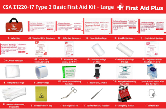 Close up of CSA Z1220-17 Type 2 Basic First Aid Kit - Large Nylon Bag