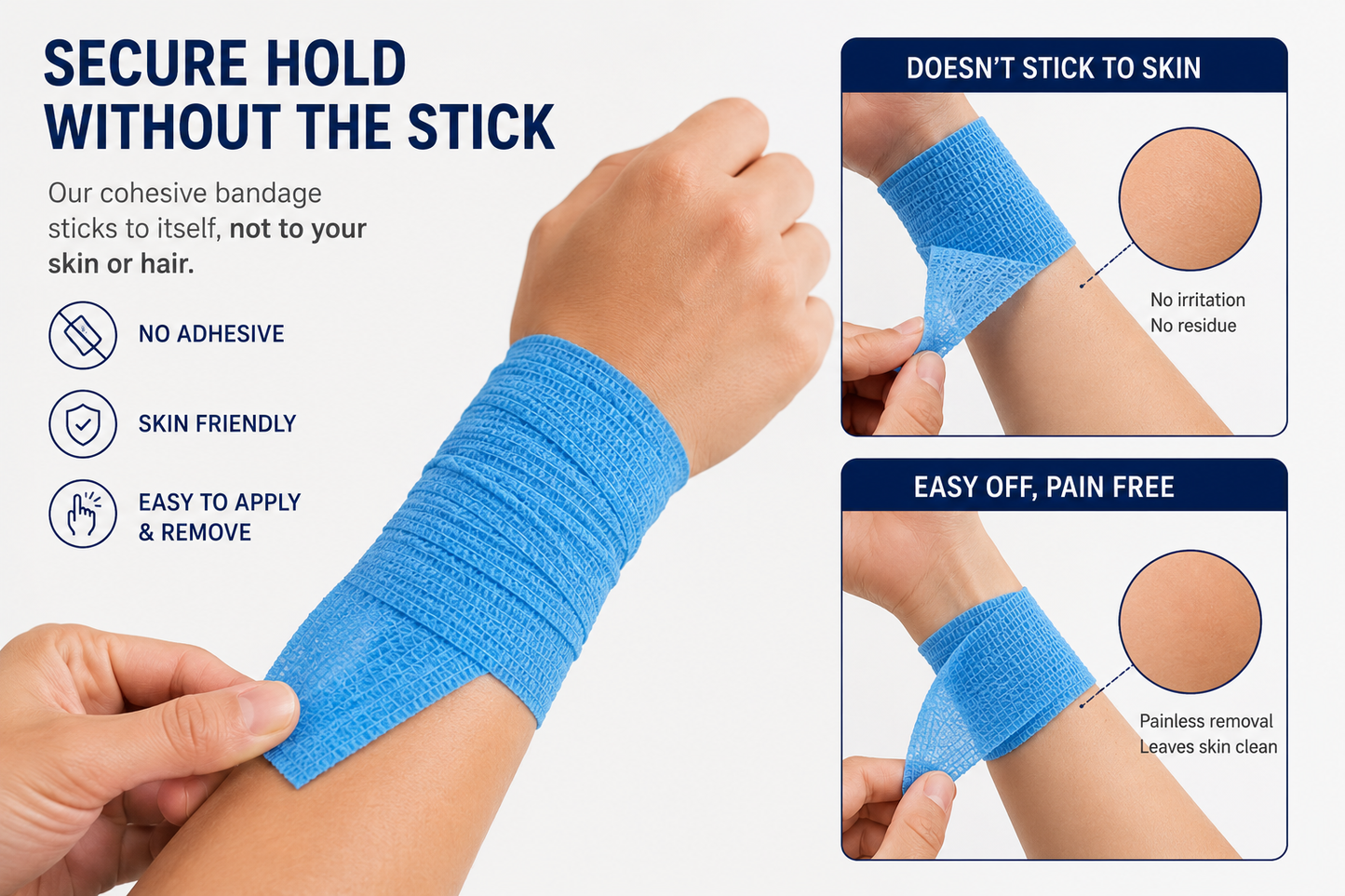 Cohesive Bandage, 1" x 5 YD, Self-Adhering Wrap Bandage