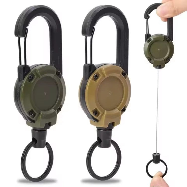 Heavy-Duty Retractable Key Holder with Steel Cord and Carabiner