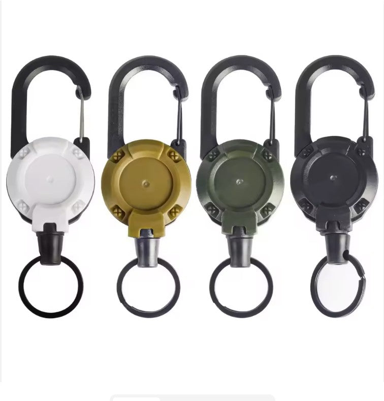 Heavy-Duty Retractable Key Holder with Steel Cord and Carabiner