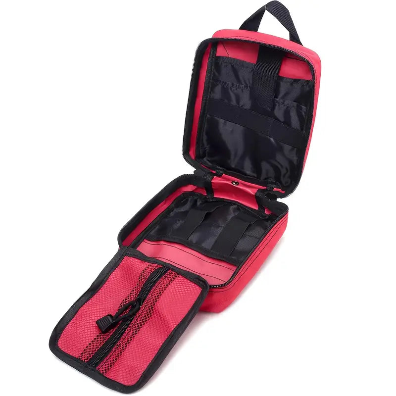 Tactical IFAK: a open red medical bag with black inside, designed for quick access to first aid essentials.