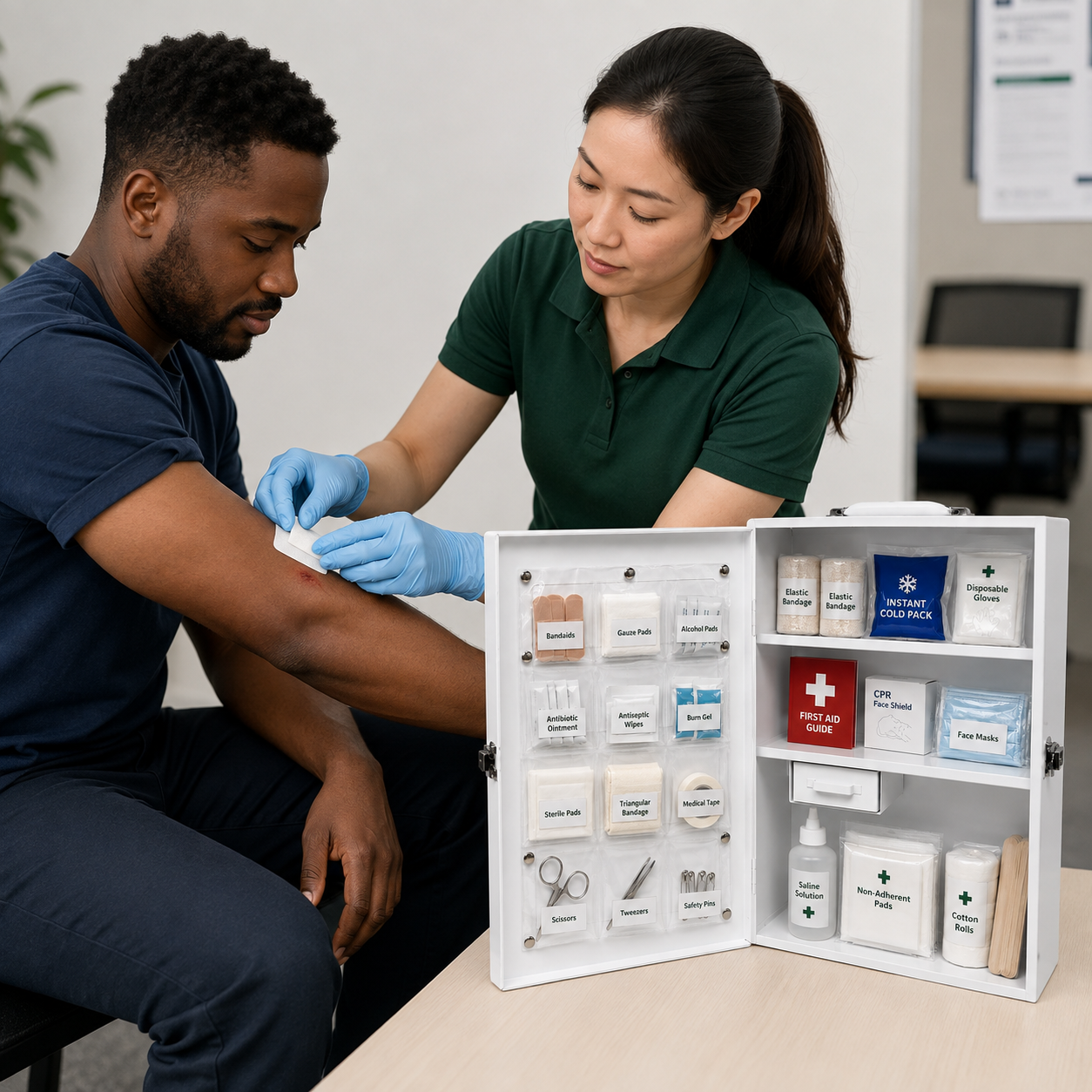 Large Metal First Aid Cabinet, Empty, 47 cm × 35 cm × 18 cm