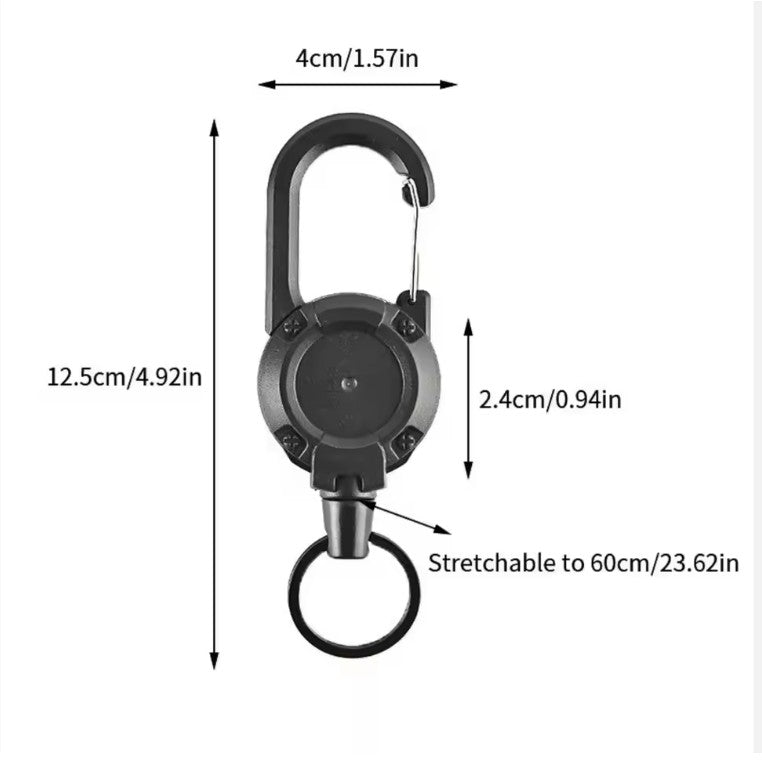 Heavy-Duty Retractable Key Holder with Steel Cord and Carabiner