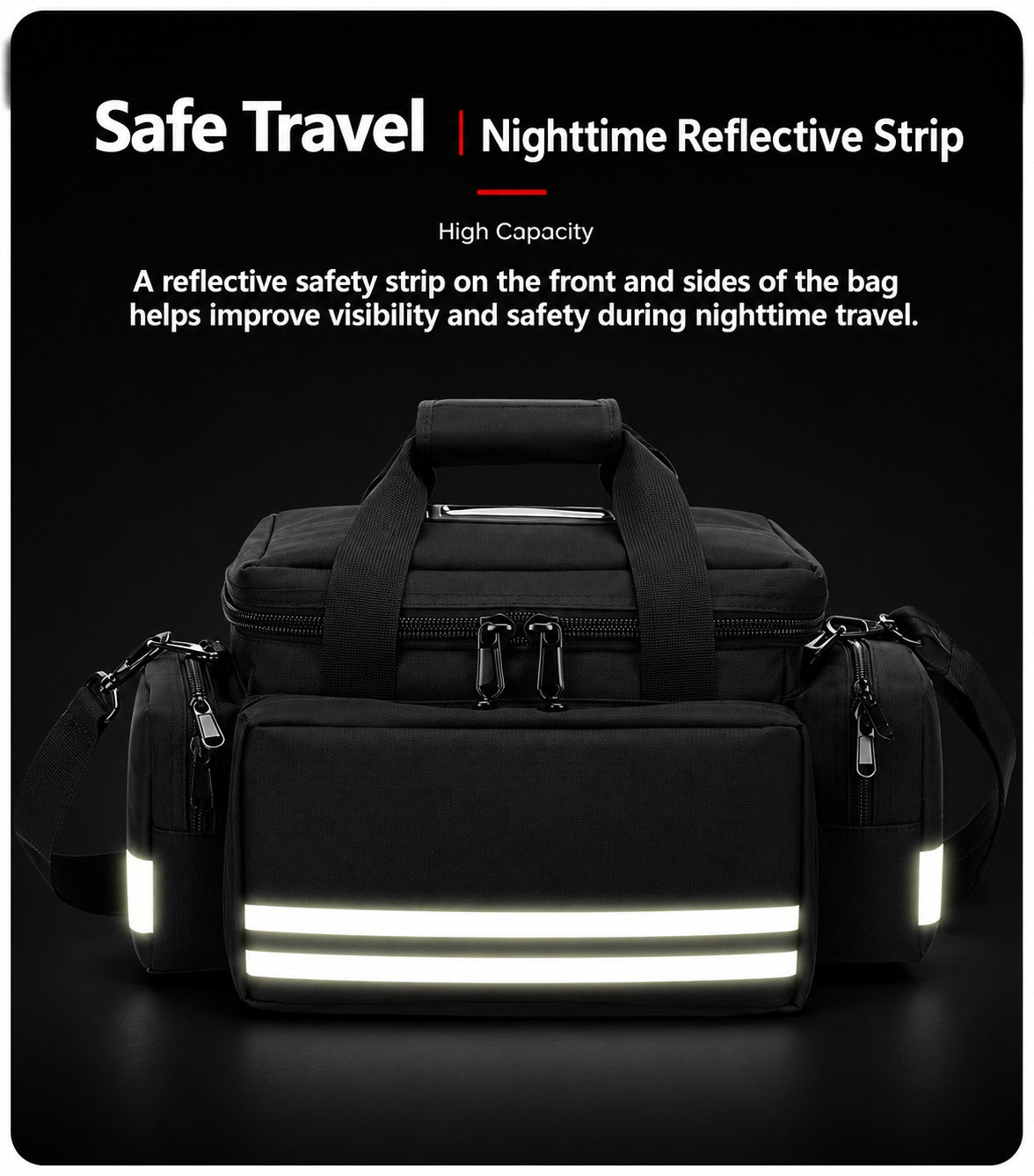 Medium EMS Trauma Response Bag with Reflective Stripes, Empty