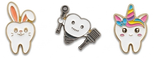Dental &amp; Tooth Character Enamel Lapel Pin Collection