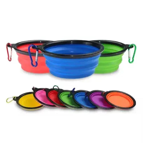 Portable Silicone Pet Bowl with Carabiner Clip, Collapsible, 350 ml First Aid Plus