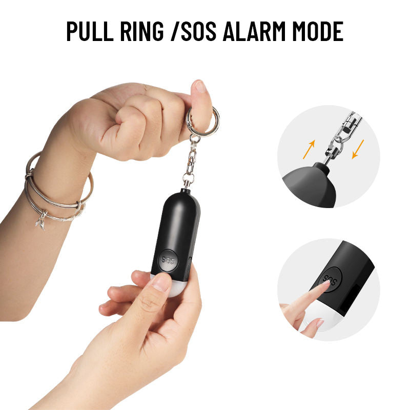 Rechargeable Personal Safety Alarm Keychain with Flashlight