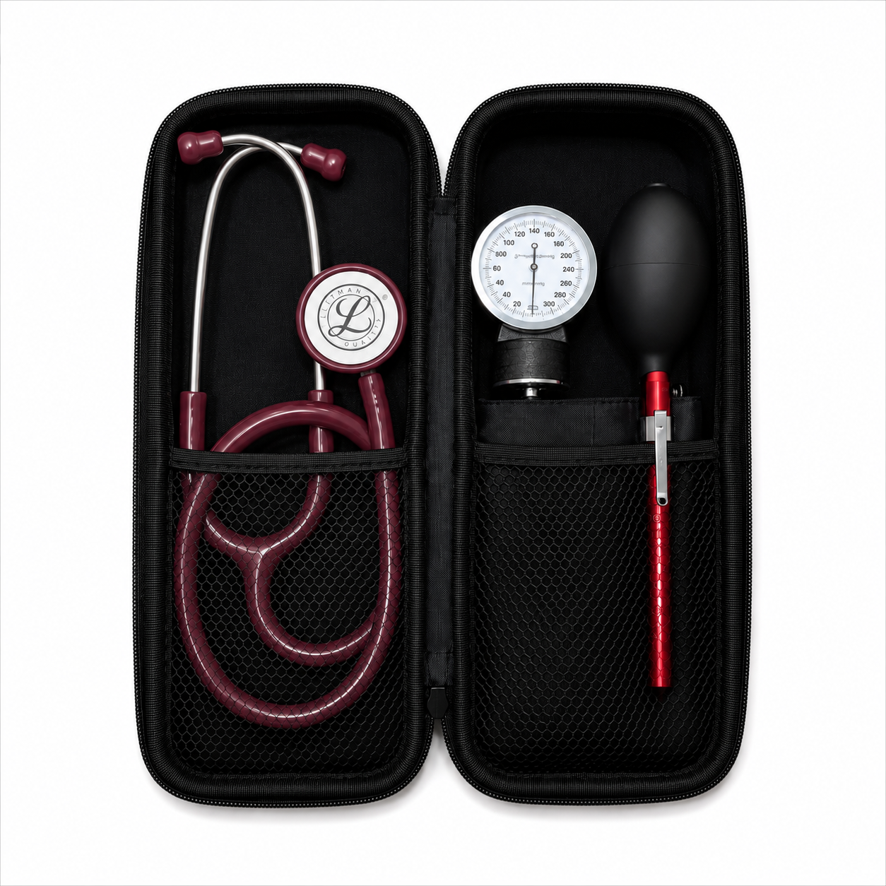 Medical Diagnostic Kit with Littmann Stethoscope, Blood Pressure Cuff and Penlight, Purple