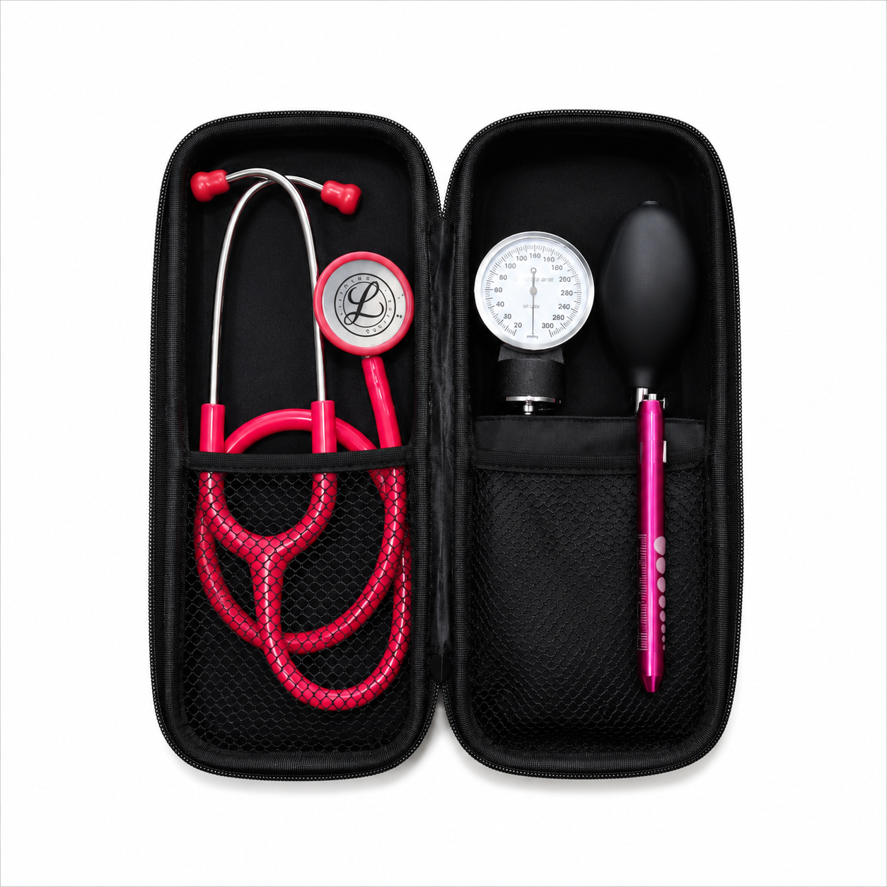 Medical Diagnostic Kit with Littmann Stethoscope, Blood Pressure Cuff and Penlight, Pink