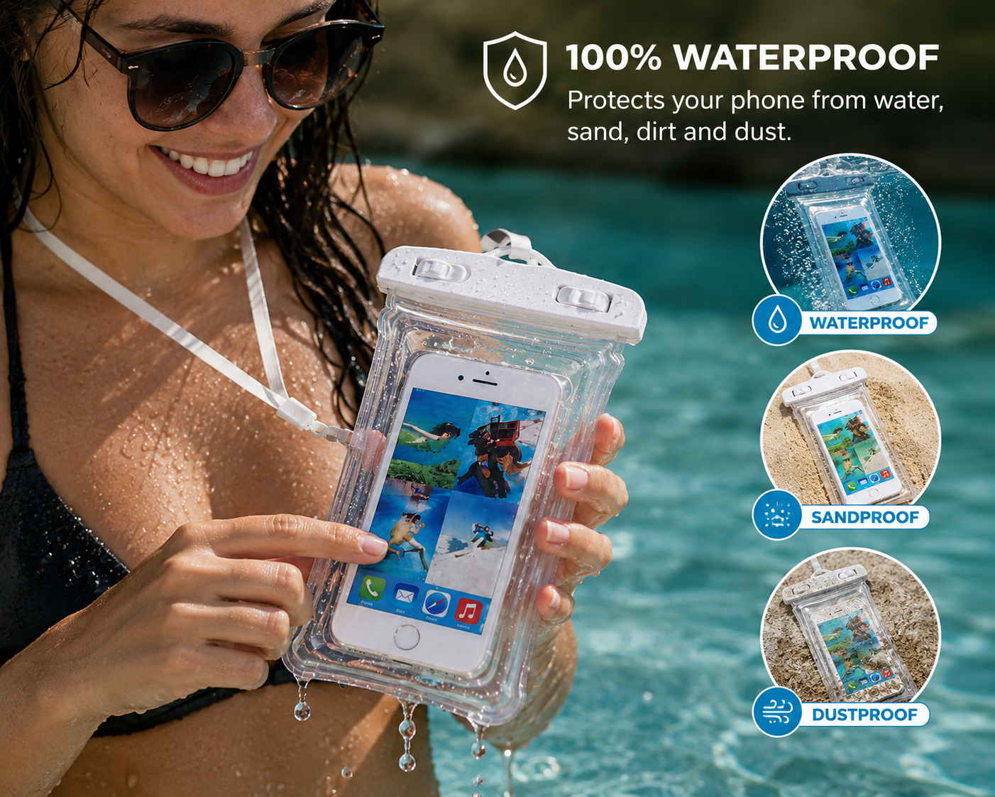 Universal Floating and Waterproof Phone Pouch with Lanyard