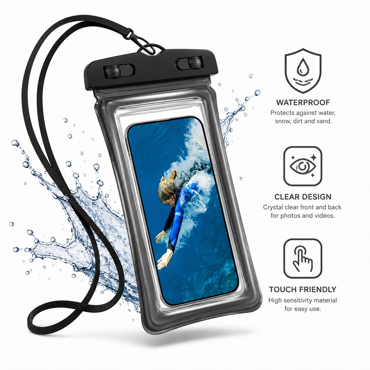 Universal Floating and Waterproof Phone Pouch with Lanyard