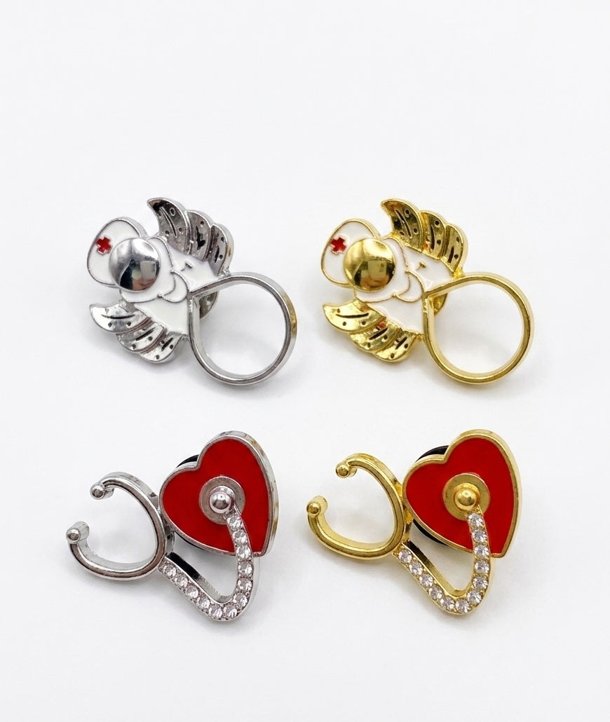 Medical Angel &amp; Heart Stethoscope Enamel Stethoscope Lapel Pins