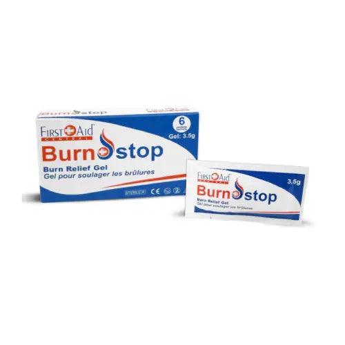 A box of BurnStop on a white background.