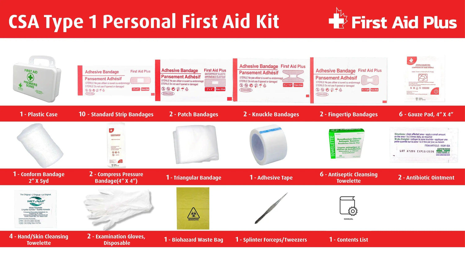 CSA Type 1 Personal First Aid Kit - First Aid Plus