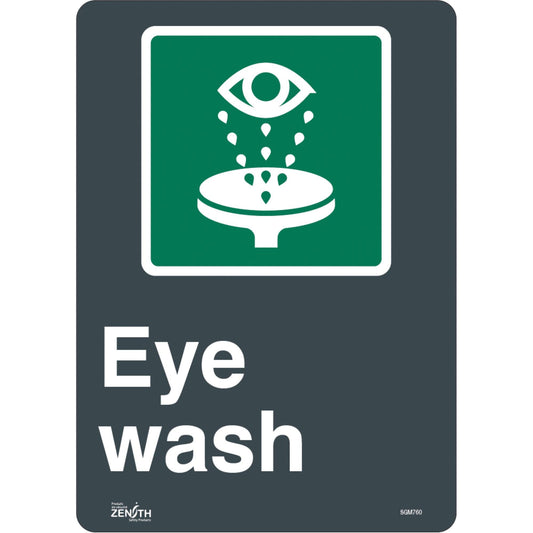 Eye Wash Sign, Vinyl Sticker, Bilingual, 14"x10" - First Aid Plus