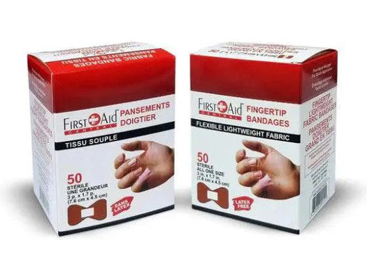 Fabric Adhesive Fingertip Bandage, 3" x 1.3/4", Butterfly Fingertip Adhesive Bandage, 50/pack - First Aid Plus