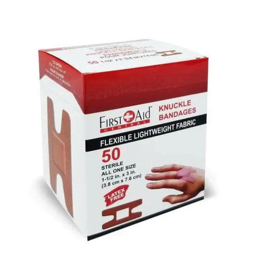 Fabric Adhesive Knuckle Bandage, 3" x 1.1/2", H-Plaster Adhesive Bandage, 50/pack - First Aid Plus