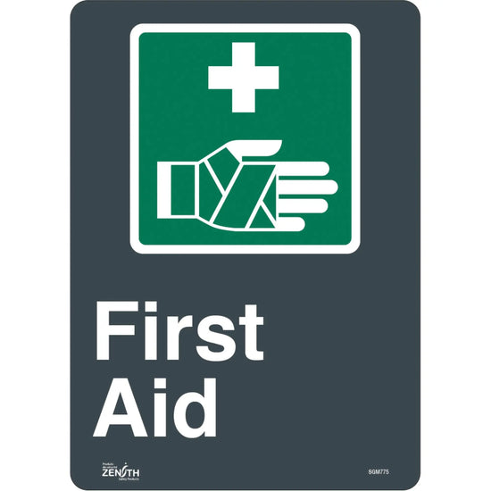 First Aid Sign, Vinyl Sticker, Bilingual, 14