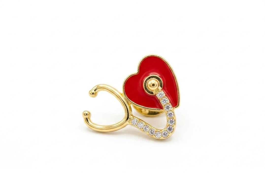 Medical Angel &amp; Heart Stethoscope Enamel Stethoscope Lapel Pins