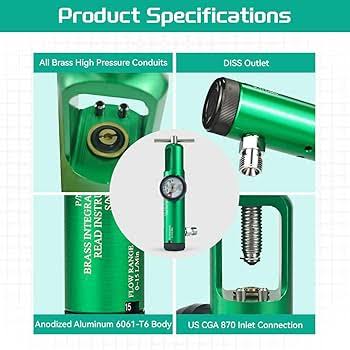 Amvex Integral 50 Psi Medical Oxygen Regulator Brass Connector Cga 870