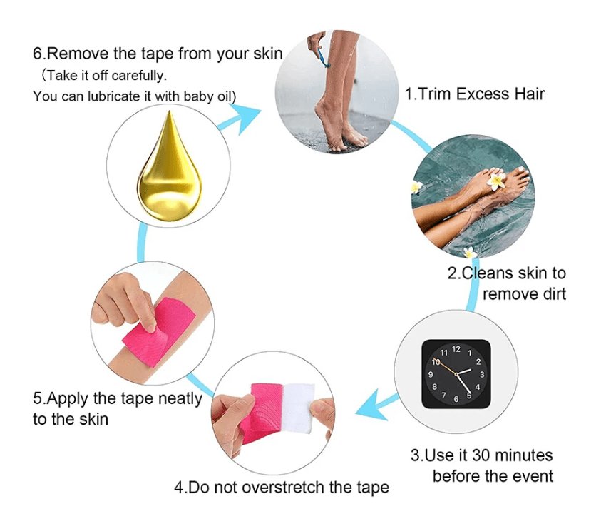 Kinesiology Tape, Elastic Therapeutic Sports Tape, 2" x 5.5 YD - First Aid Plus 