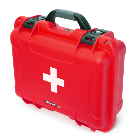 View of the Nanuk 920 case, A red storage case with a handle and lid, perfect for organizing and carrying items.