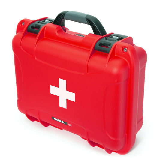 View of the Nanuk 920 case, A red storage case with a handle and lid, perfect for organizing and carrying items.