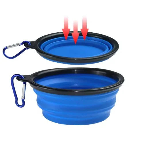 Portable Silicone Pet Bowl with Carabiner Clip, Collapsible, 350 ml