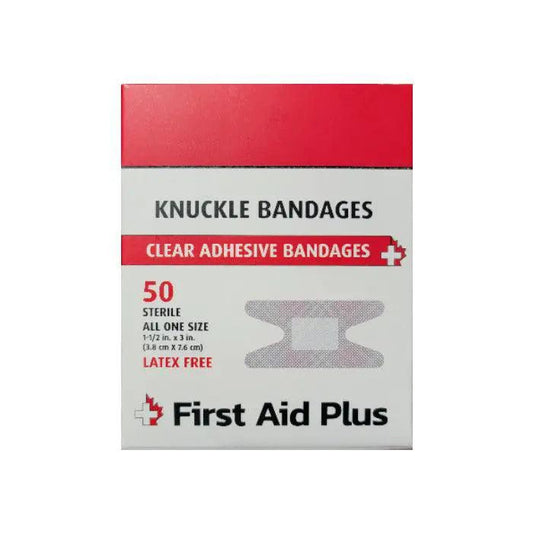 Plastic Adhesive Knuckle Bandage, 3" x 1.1/2", H-Plaster Adhesive Bandage, 50/pack - First Aid Plus